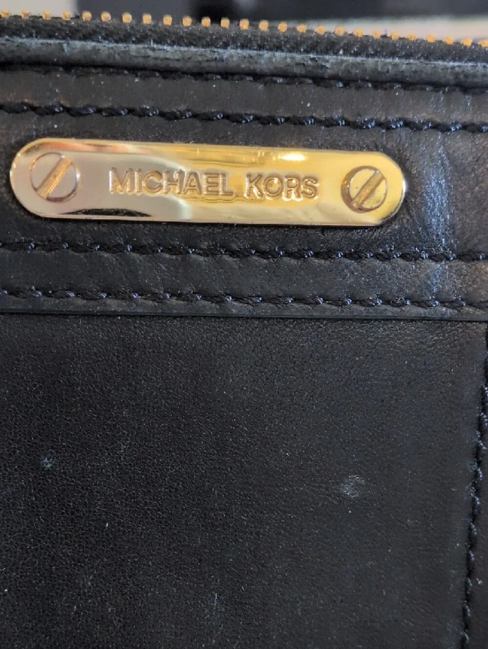 Michael Kors Black Leather Wallet with Gold Logo Plaque